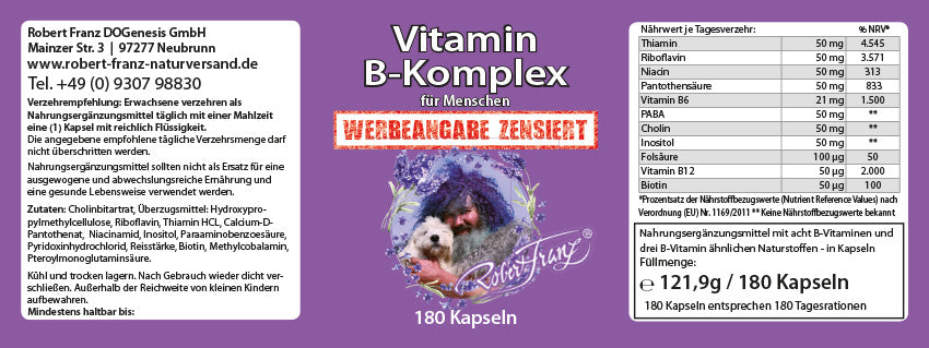 Vitamin B-Komplex (180 Kapseln)