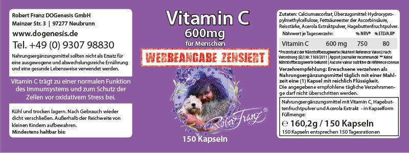Vitamin C 600mg (150 Kapseln)