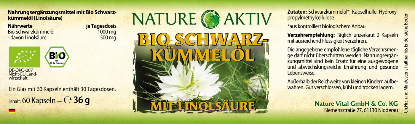 Nature Aktiv Bio Schwarzkümmel Öl (60 Kapseln)