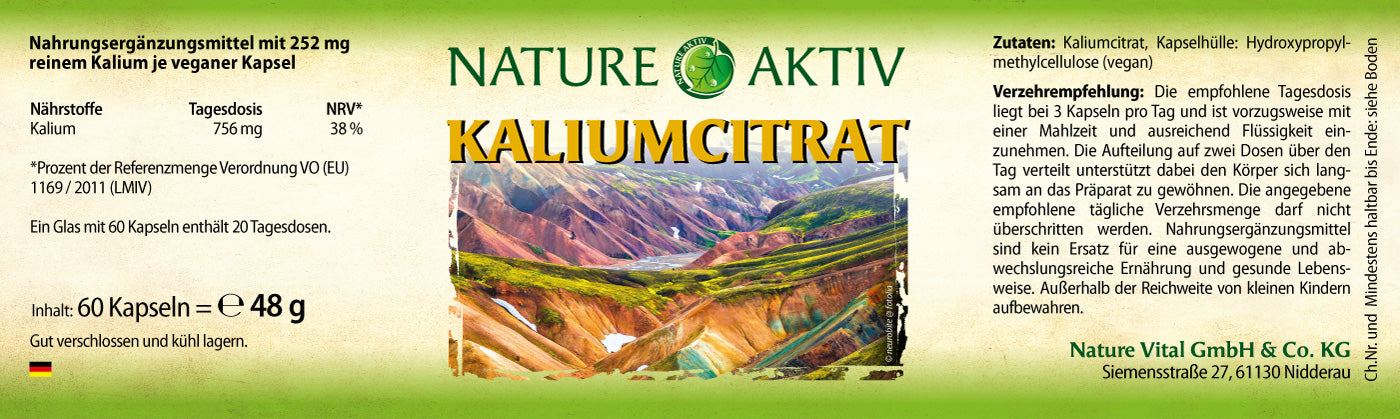 Nature Aktiv Kaliumcitrat (60 Kapseln)