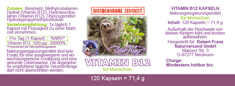 Robert Franz Vitamin B12 (120 Kaspeln)