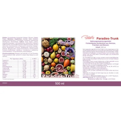 Robert Franz Paradies Trunk ist ein fermentiertes Konzentrat aus Gemüse, Früchten und Nüssen.